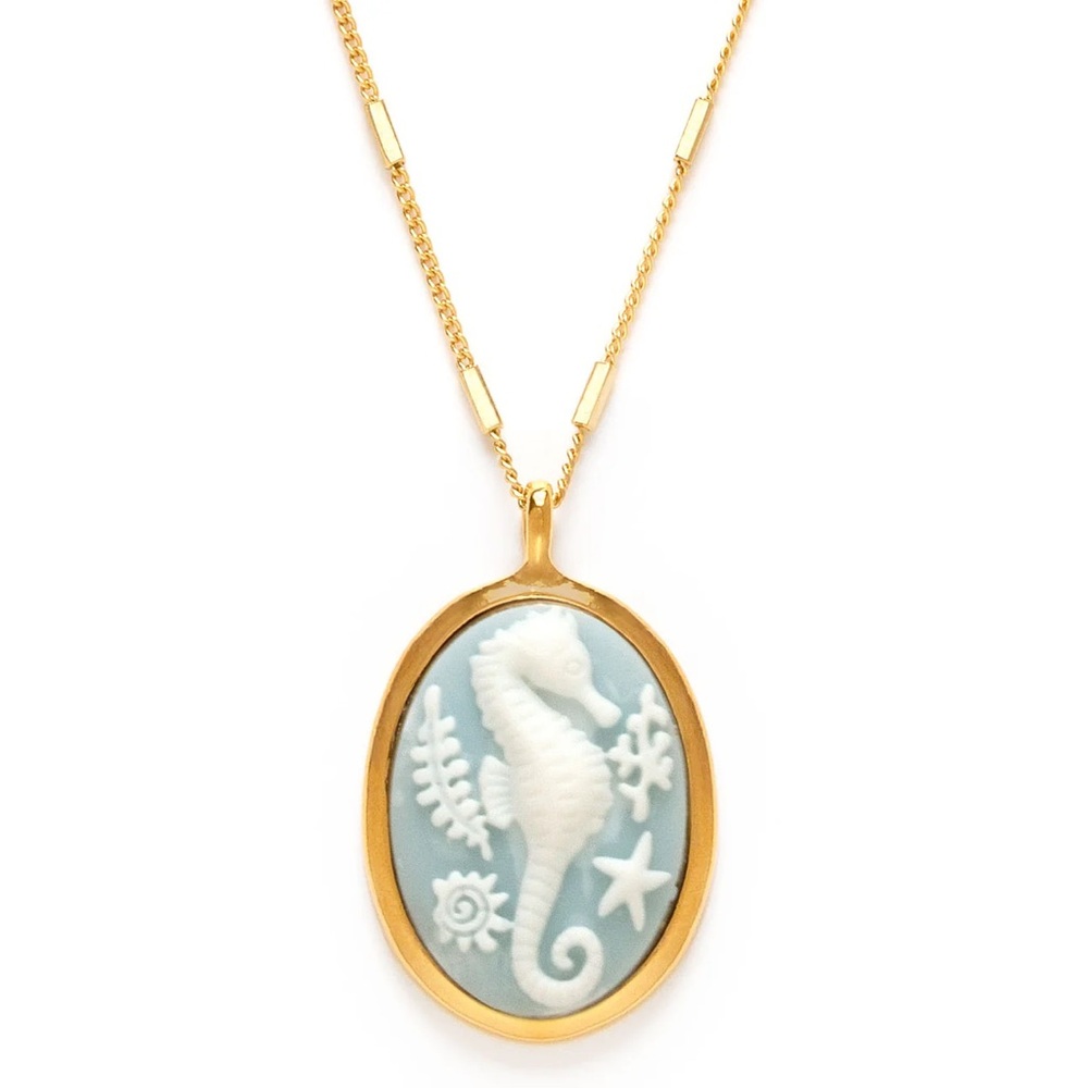 🌟SALE🌟SEAHORSE VINTAGE CAMEO NECKLACE